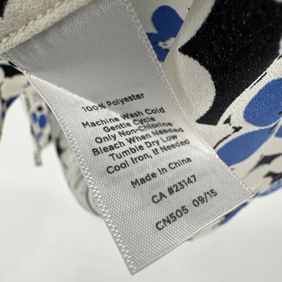 Talbots Blouse Womens Large Floral Pullover V-Neck 3/4 Sleeves Blue White Shirt - Picture 6 of 6